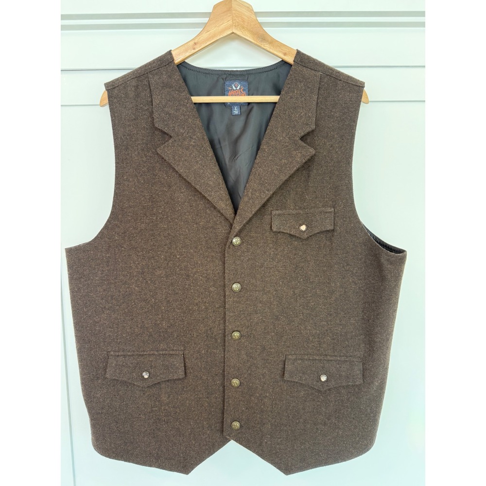 Moonshine Spirit Brad Paisley Mens Brown Wool Blend Western Vest Large Cinch